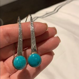 Turquoise and hammered silver earrings